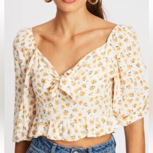 Cotton On Front Tie Floral Print Women's Top Size Small